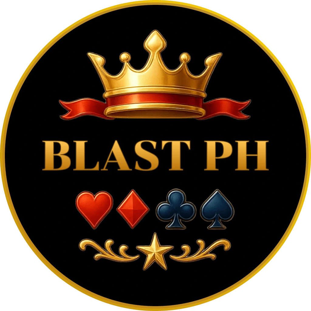 Luxurious casino scene with a glamorous woman in a gold dress standing by a roulette table surrounded by flying chips and cards representing the premium gaming atmosphere of BLAST PH in the Philippines